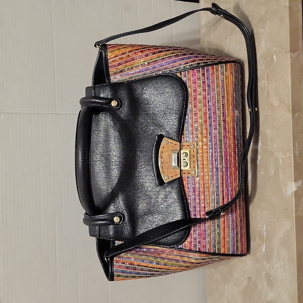 Henri Bendel leather & weaver large bag